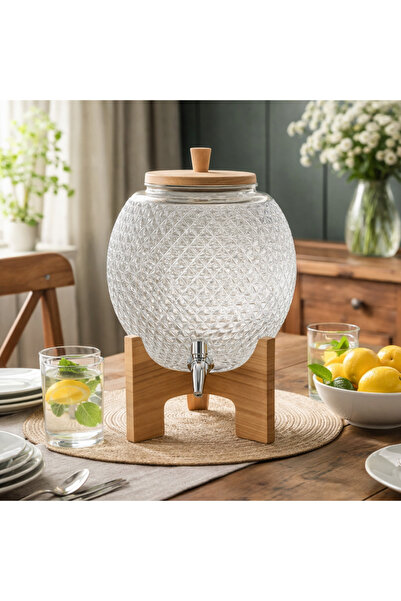 Vi Markets A stylish beverage serving stand with a geometric pattern, featuri...