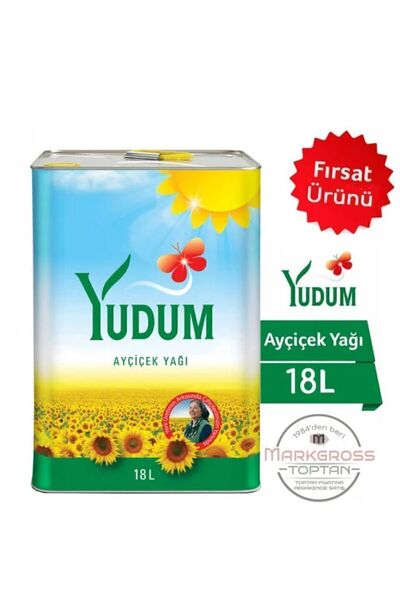 Yudum Ayçiçek Yağı 18 Lt Teneke Yeni (ORJİNAL AYVALIK FABRİKASINDAN)