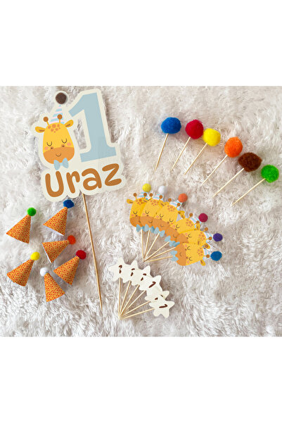 ST Design 25 Parça Zürafalı Pasta Seti, Pasta Ve Cupcake Süsü