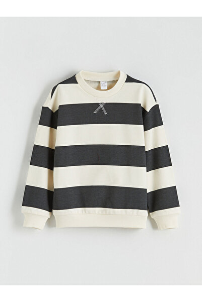 LC Waikiki Lcw Kids Beige Striped Baby Boy Sweatshirt
