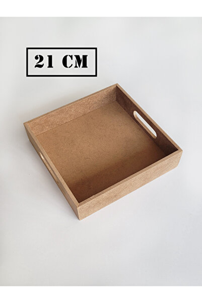 Ahşap Ham Mdf, Boyanabilir Kare Tepsi 21 Cm, kahve tepsisi, sunum tepsisi