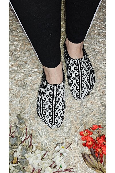 Butik Gültürkmen El Örgüsü yılan desenli siyah beyaz Patik 38-39 beden