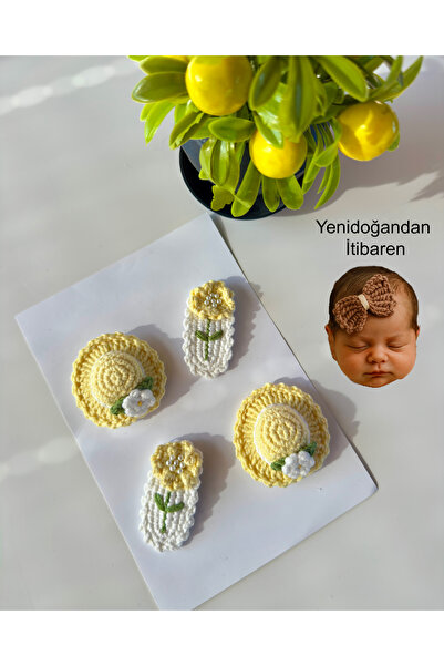 livadesign7 Newborn Baby Buckle Handmade Set of 4 Hairless Baby Buckle Set