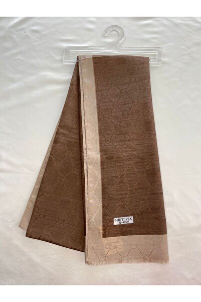 Hint İpek Monogram Desen Kahverengi Şal