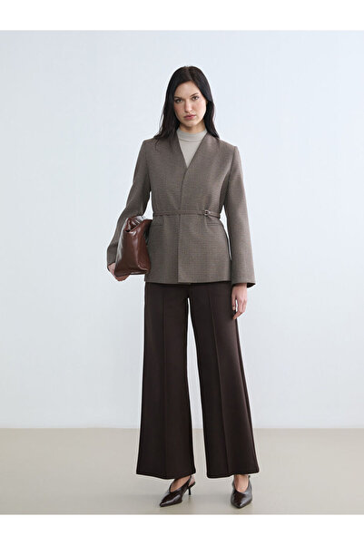 LC Waikiki Kemerli Ekose Kadın Blazer Ceket