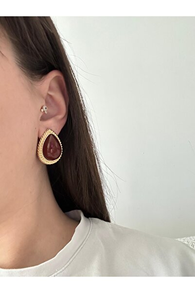 Charmist Çelik vintage bordo küpe