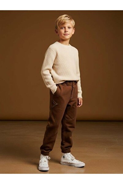 Zekids بنطلون رياضي للأولاد من القطن مع جيب خلفي وحزام خصر مطاطي