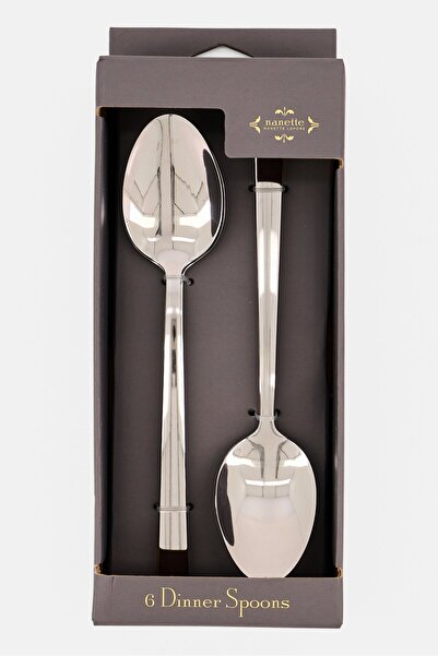 NANETTE LEPORE 6 Pcs Stainless Steel Dinner Spoon Set, Silver