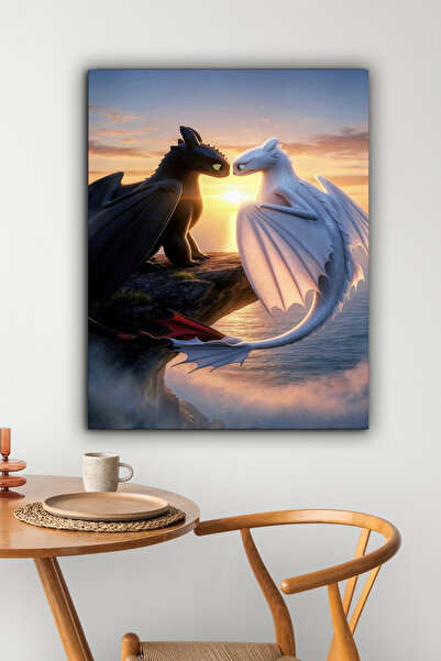 postercraft Ejderhanı Nasıl Eğitirsin Toothless & Light Fury Modern Panel Tab...