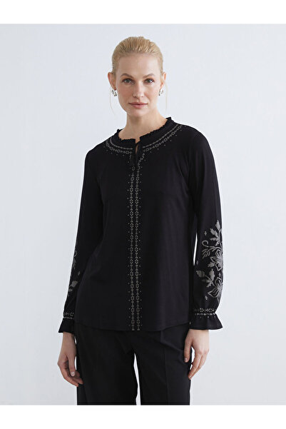 LC Waikiki Sparkling Choices from Shining Store Tie-Up Roba Collar Ruffle Emb...