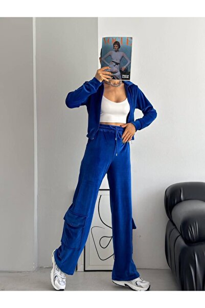 EŞOFMAN DÜNYASI Kadife Fermuarlı Hırkalı Eşofman Takım