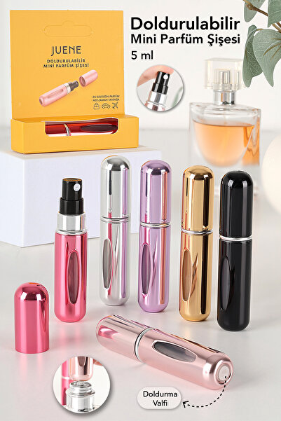 Juene Siyah Taşınabilir Mini Cep Parfüm Şişesi 5ML / Kolay Kullanım & Yeniden...