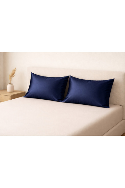 Alisy Home Navy Blue Satin Pillowcase Set of 2 - Silky Shiny Texture, Modern ...