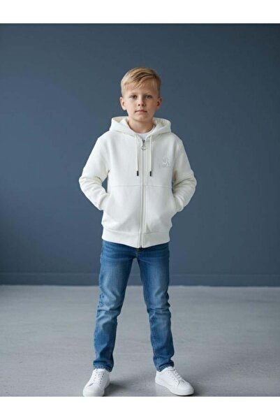 Zekids Boy Fleece-Lined Hooded Cardigan