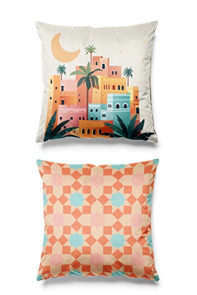 Pilloveland غطاء وسادة من جلد الغزال مكون من قطعتين على الوجهين - رمزيان بالم...