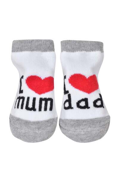 OEM Sosete Bebe Gri Inimii Rosii ”I Love Mum & Dad" 0-6 Luni