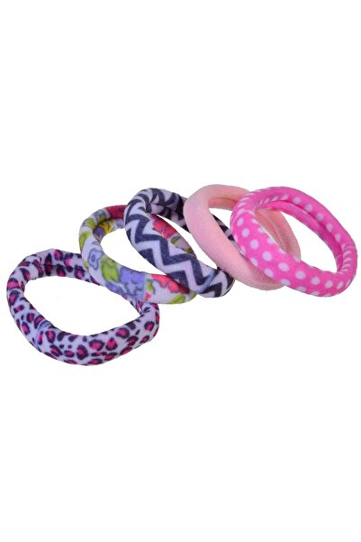 OEM Elastice Par Frotte Roz Fucsia cu Buline Leopard Flori pentru Copii - 5buc