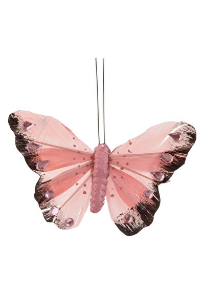 OEM Fluture Decorativ Roz Negru cu Stras Roz pentru Perdele 10cm