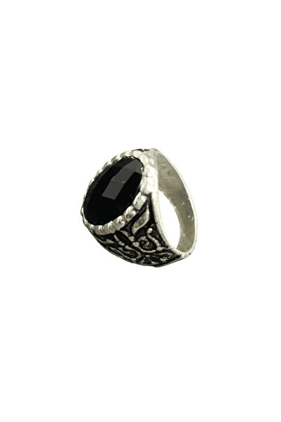 FM Silver Color Stylish and Shiny Black Stone Men's Bijouterie Ring — Symbol ...