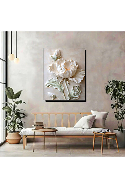 artprinta 3D Kabartmalı Çiçek Duvar Tablosu – Doğal Zarafet