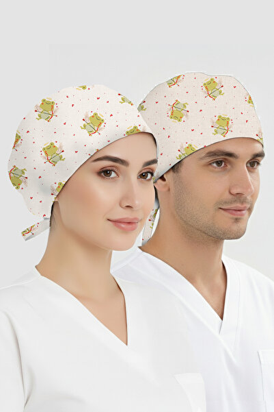 ÇİZGİ MEDİKAL Aşk Kurbağası Desenli Bone (Cotton Likra Kumaş)
