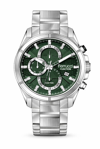 Ferrucci Men's Wristwatch Green Dial Silver Metal Band Functional
