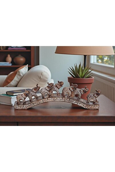 ELSELİFE Lüks Motif İşlemeli Feng Shui 7’li Şans Bereket Fil Heykeli Biblo Ev...