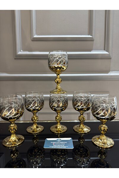 Vakıf home Bohemia Kristal El İşi Gold Kahve Yanı Su Bardağı