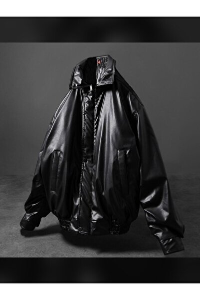 kastrioti Oversize Bomber Leather Coat