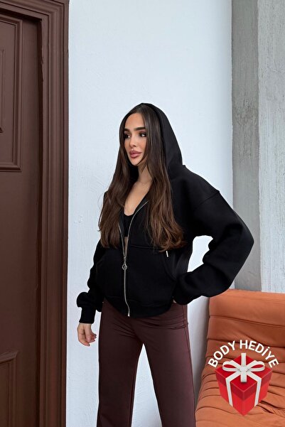 Mezka Pantofi negri cu șireturi pentru femei cu glugă tricou cu fermoar 3 fir...