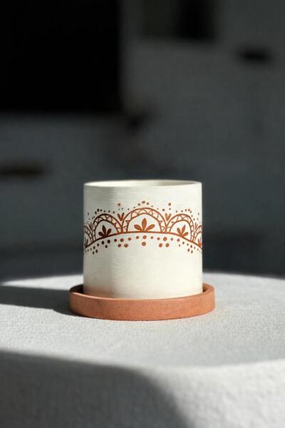 OrganicArtShop Organicart Bohem Tarz Sukulent Saksı Tarçın (BİTKİSİZ)