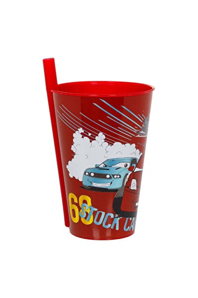 OEM Pahar din Plastic cu Pai Incorporat Rosu Cars 400ml
