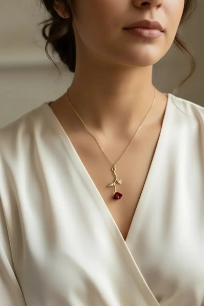 Clariss Kırmızı Gül Figürlü Kolye