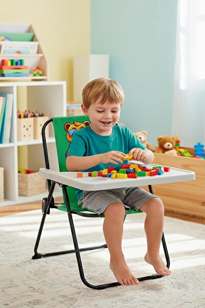 Exent Kids 2–6 Yaş, Maskot Ayı Katlanır Oyun Aktivite Masası, Tak-Çıkar Masa ...