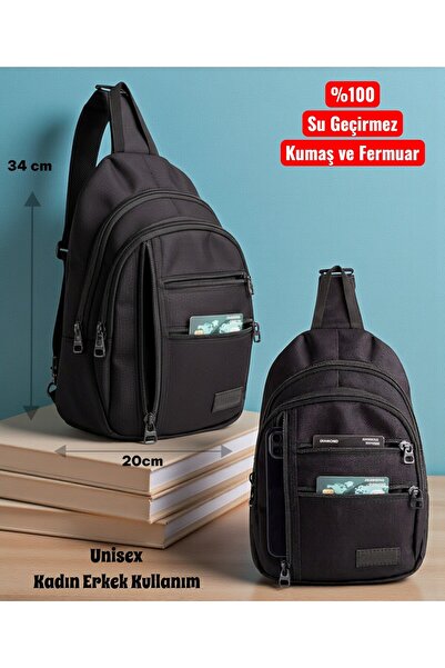 Classone Crossbody Su Geçirmez Kumaş,Fermuar Çarpraz Askılı Unisex Omuz ve Be...