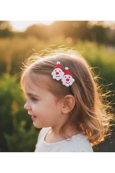 NEXT LİFE STORE مشبك أطفال مصنوع يدويًا مكون من قطعتين بنمط سانتا كلوز