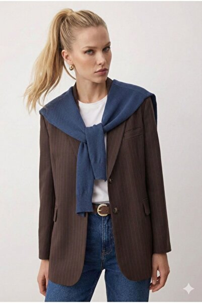 stravis Sax Blue Sweater-Looking Tie Shawl