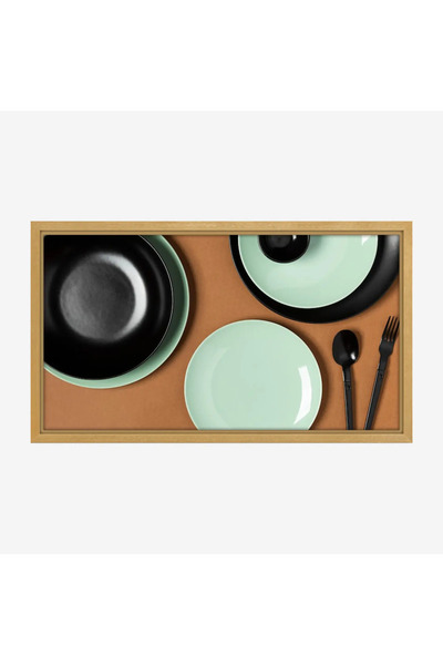 Tajridhome لوحة طعام - أطباق ملونة - خلفية بنية - عصرية - لوحات حائط - لوحات ...