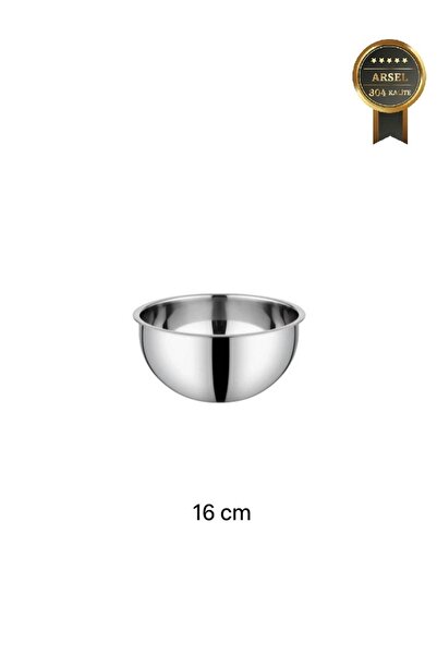 Arsel 304 Paslanmaz Çelik Sade Çırpma, Karıştırma Kabı – 18/10, Kapaksız 16 c...