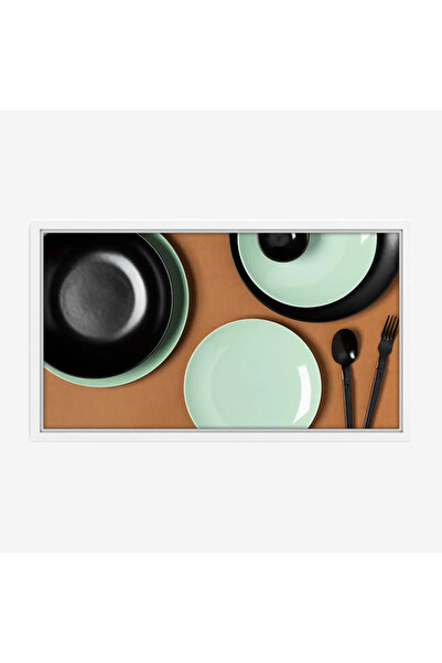 Tajridhome Dining set - Colorful plates - Brown background - Modern - Wall ar...