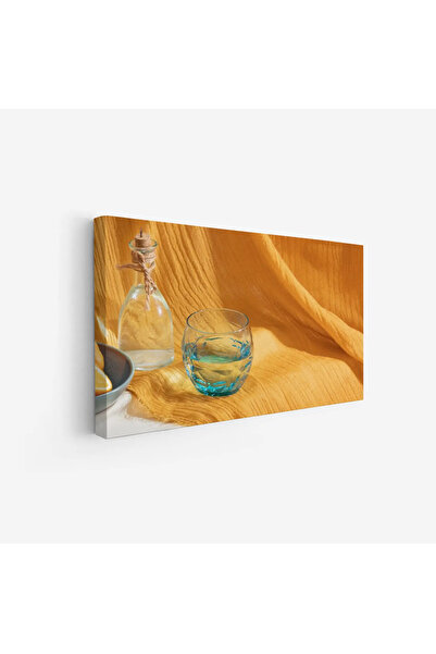 Tajridhome A serene nature painting - bottle and water - warm yellow backgrou...