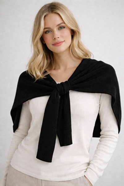 stravis Black Sweater Look Tie Shawl