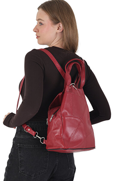 Erzeno Genuine Leather Burgundy Women's Backpack / Multifunctional Shoulder B...