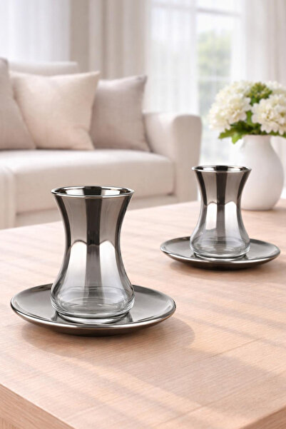 rova tr Titanyum Kaplama 6 Kişilik Çay Bardağı Seti