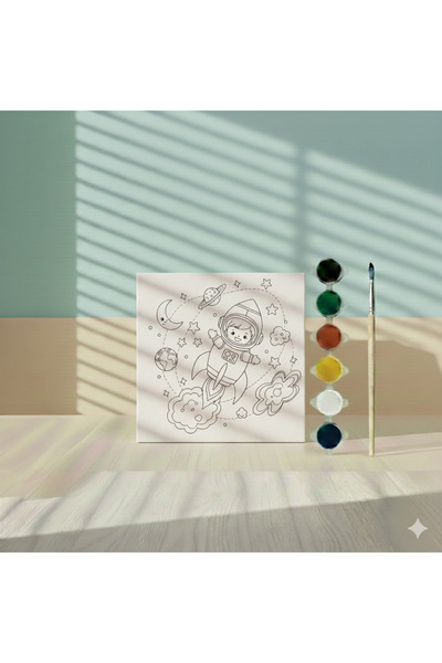 Hobiuniverse Küçük Astronot Uzay Yolculuğu 6 Renk Boyalı ve Fırçalı Eğitici K...