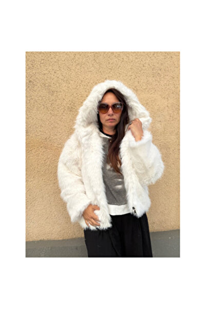 FeteRL Artificial Fur Coat with Hood