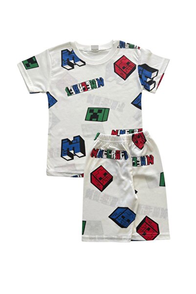 Kidora Kids Boys' Cotton White Color Lettering and Cube Patterned Short Sleev...