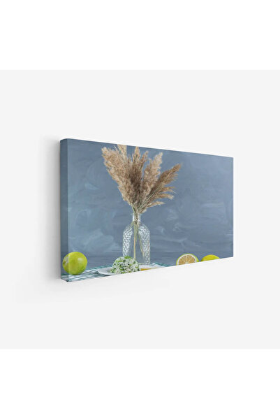 Tajridhome A tranquil nature painting - dried flowers - blue background - pea...
