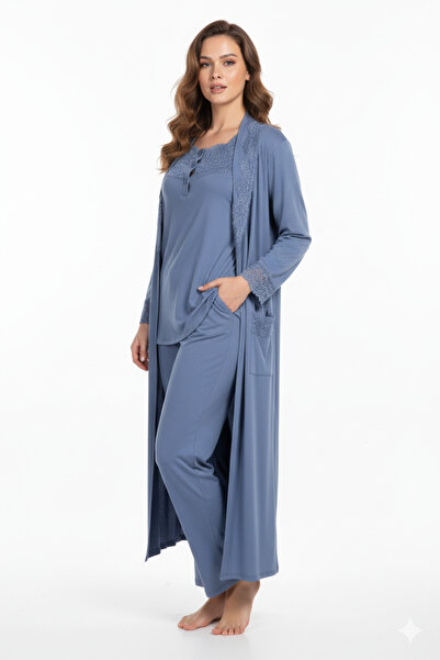 bigmama Women's Cotton 3-Piece Pajama Set - Plus Size Options Available - Set...
