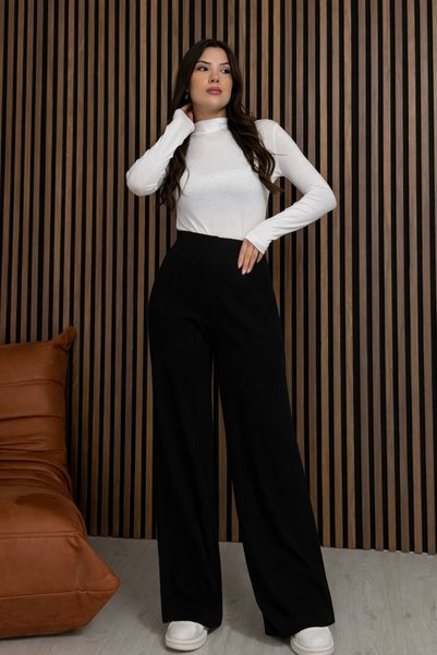 Leo Ferre Black Women's Comfortable Fit Knitwear Pants Size 38/40